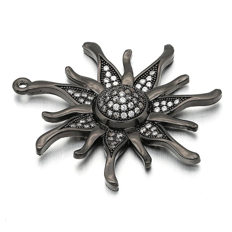 ZHUKOU CZ crystal gold color Sun flower Charms Pendants for women DIY Jewelry making findings supplies wholesale VD286